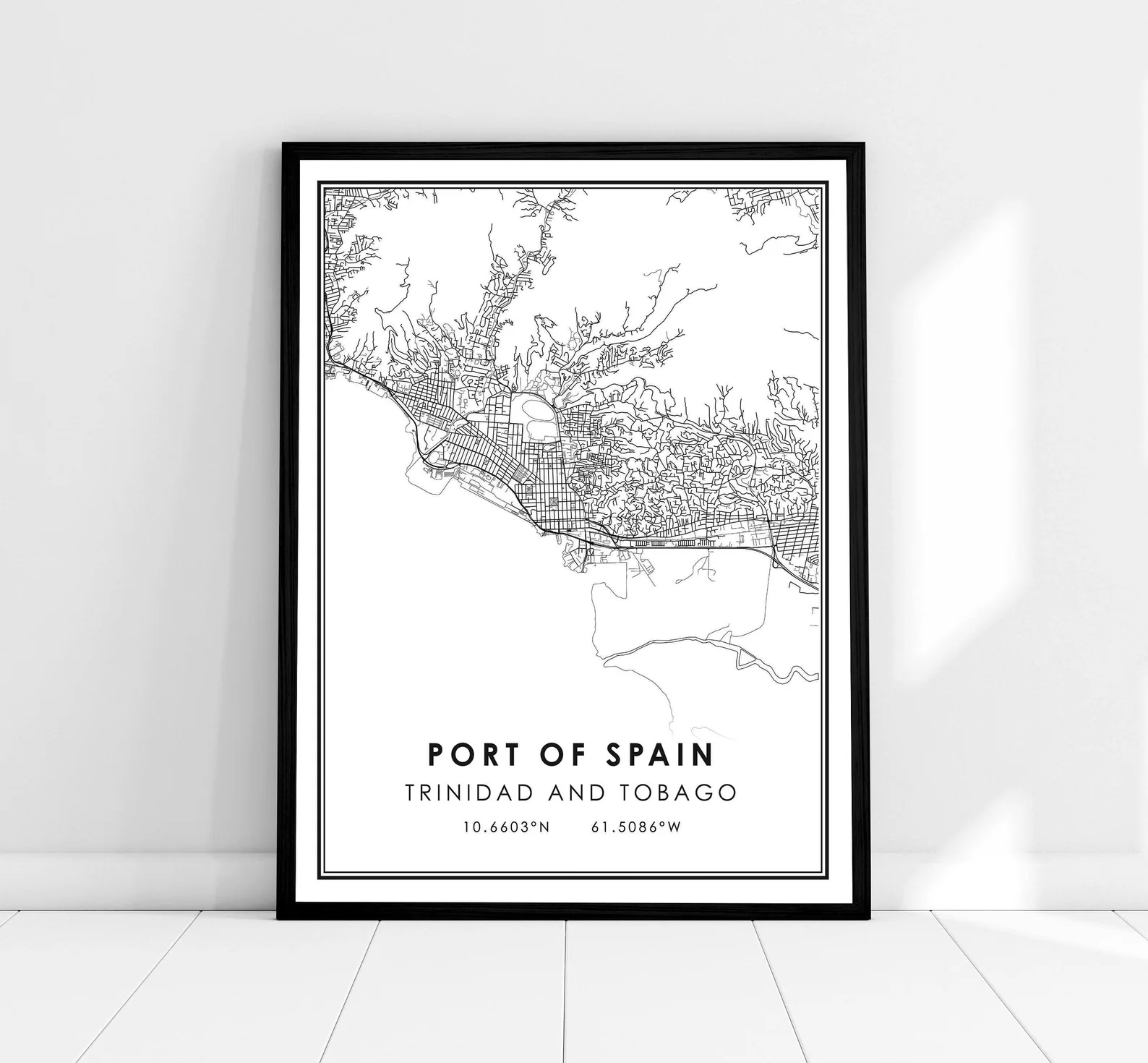 Port of Spain map print poster canvas Trinidad and Tobago map print poster canvas Port of Spain city map print poster canvas