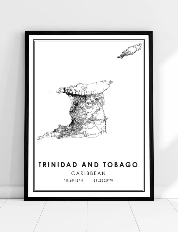 Trinidad and Tobago map print poster canvas | Caribbean map print poster canvas | Trinidad and Tobago city map print poster canvas