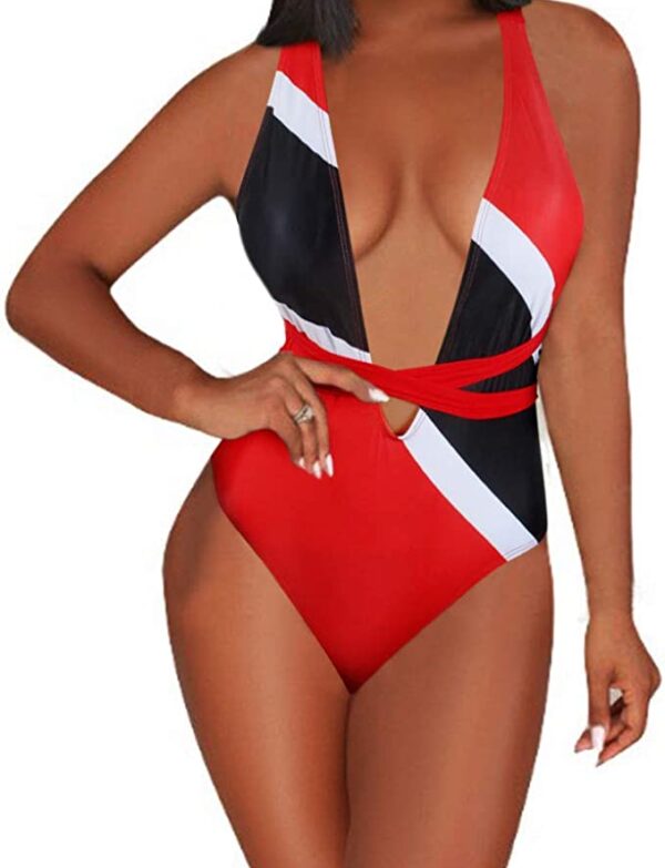 VOARYISA Women's One Piece Caribbean Flag Rasta Body Shaping Monokini Swimsuit Swimwear Bathing Suit